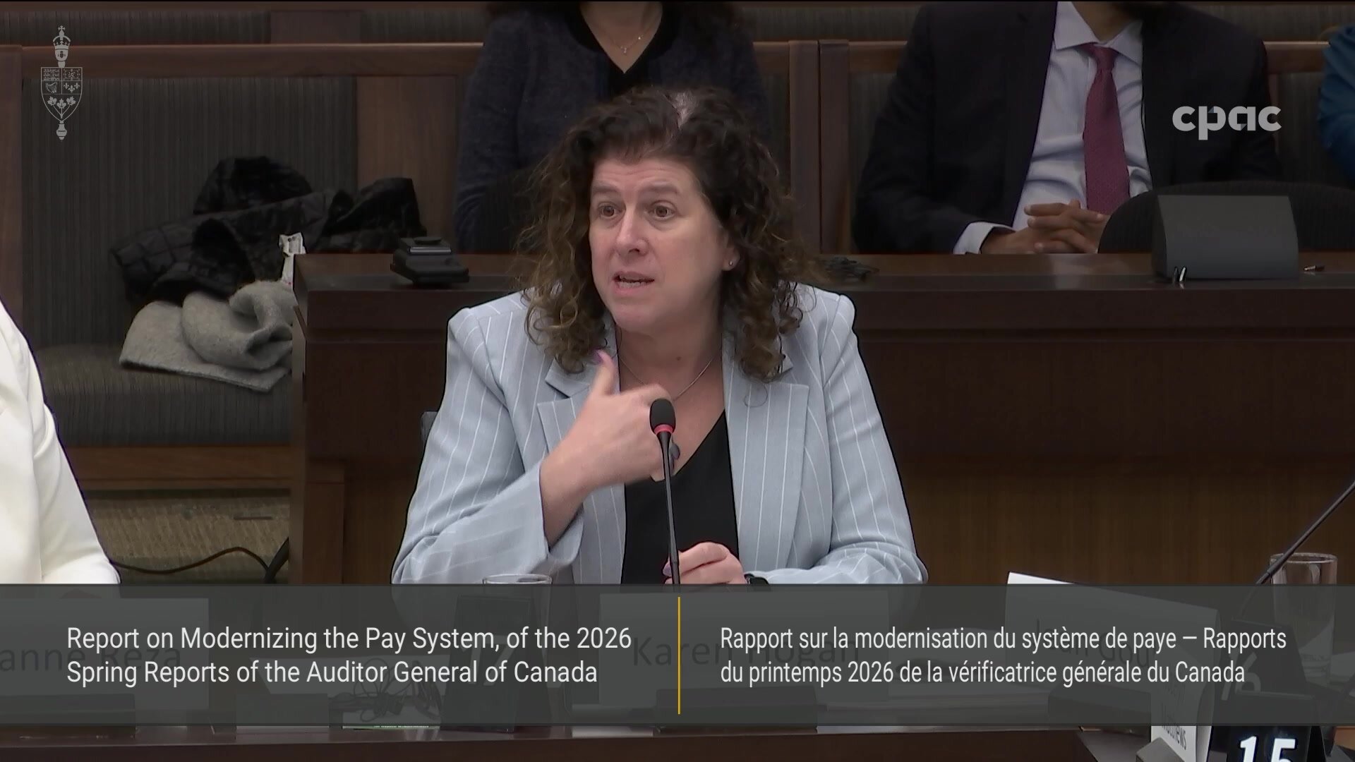 Auditor General Karen Hogan testifying before the House of Commons Public Accounts Committee on the pay system report.