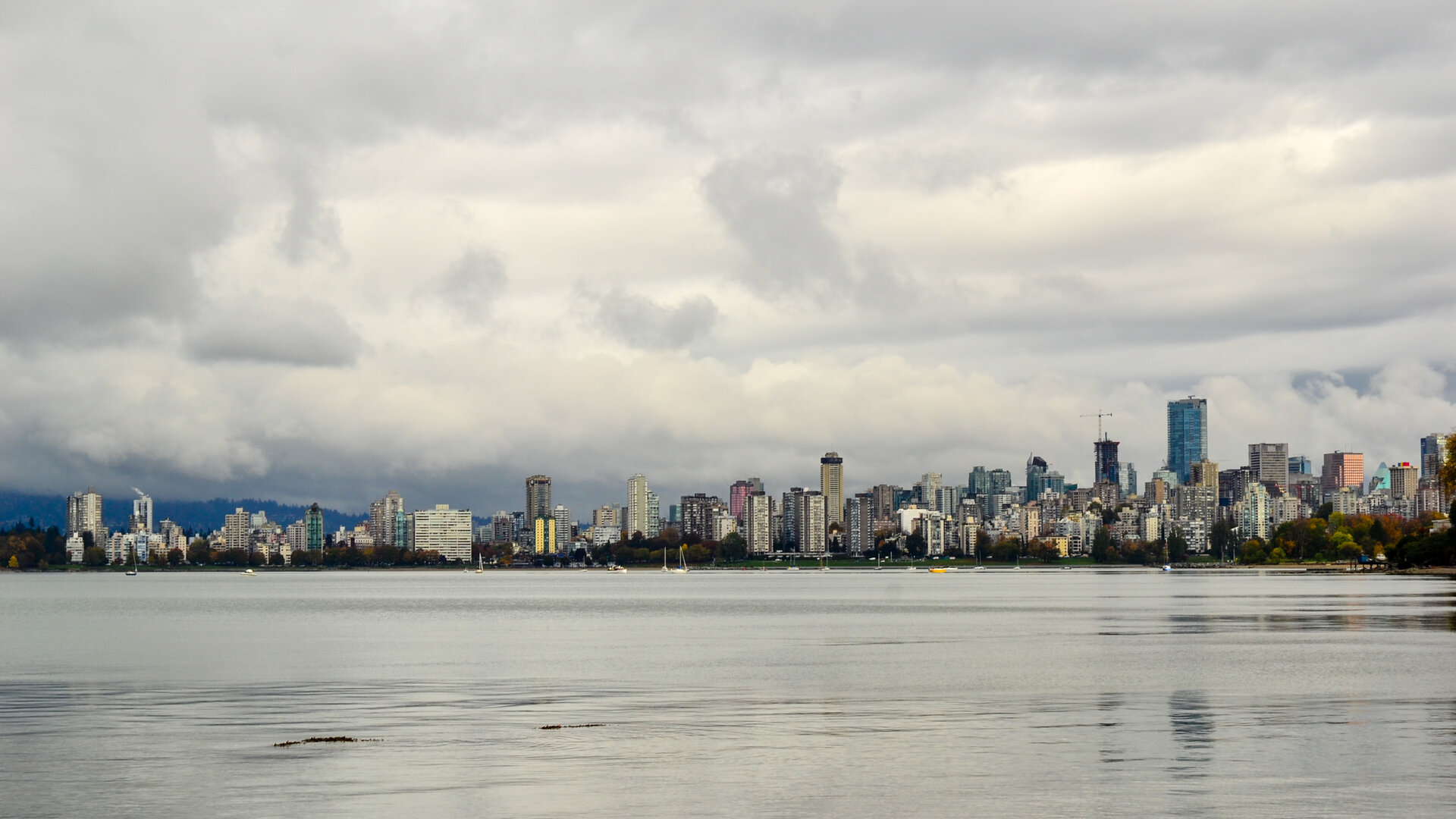 The downtown Vancouver skyline seen across the water