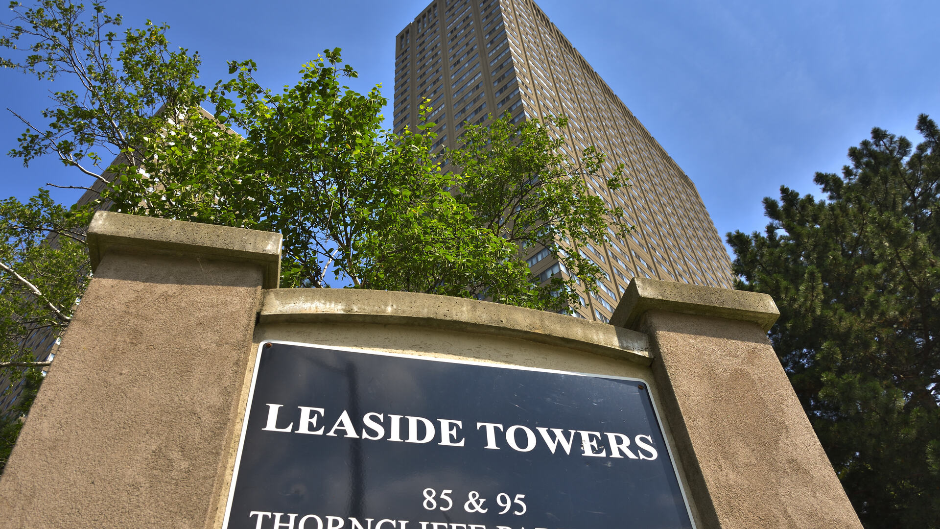 Leaside Towers, two high-rise rental apartment buildings in Thorncliffe Park, Toronto
